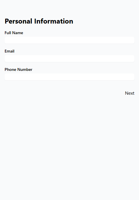 Mobile Screenshot of FPC007_Multi_Step_Wizard_Form_with_Validation_and_Summary